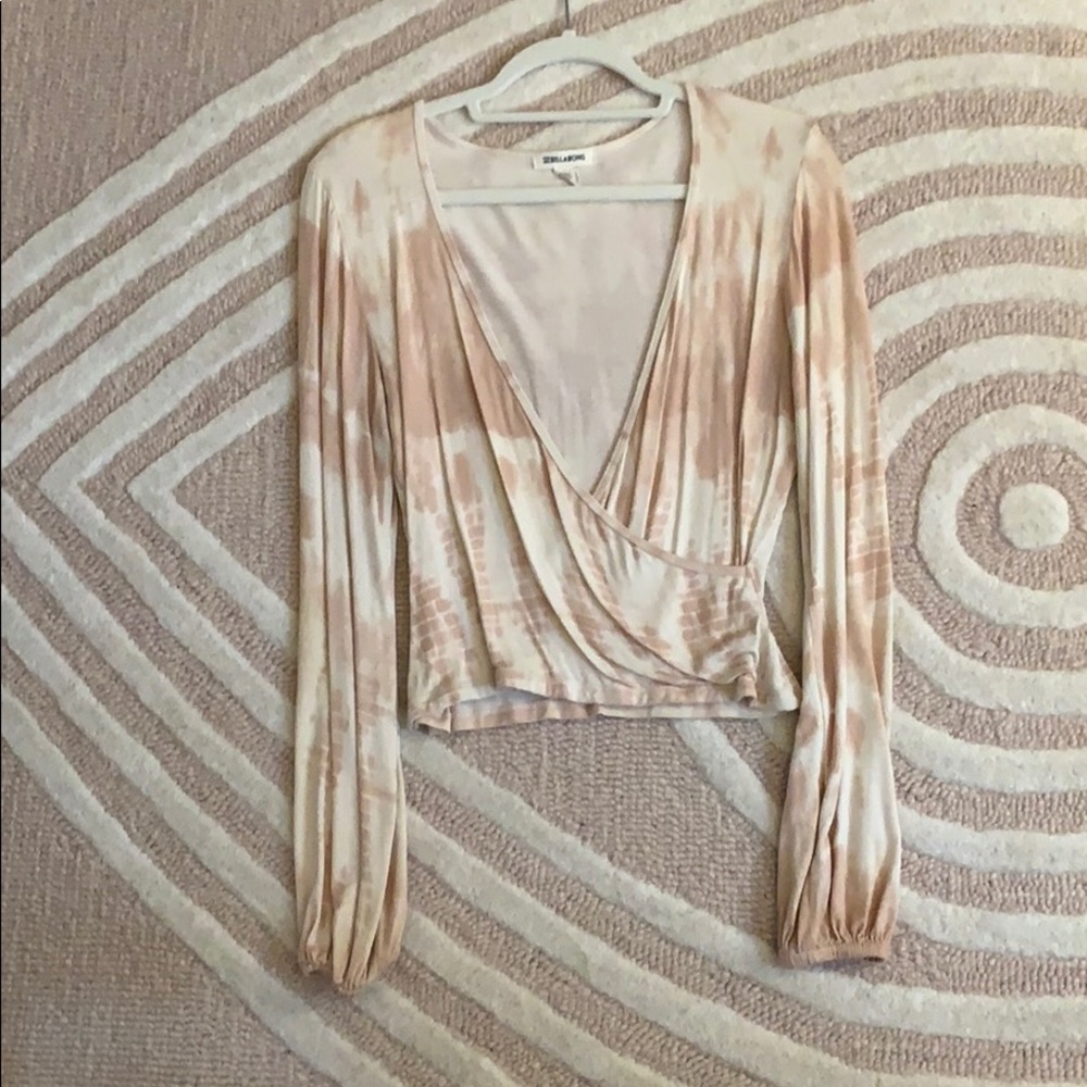 Billabong blush pink and nude criss cross crop top
